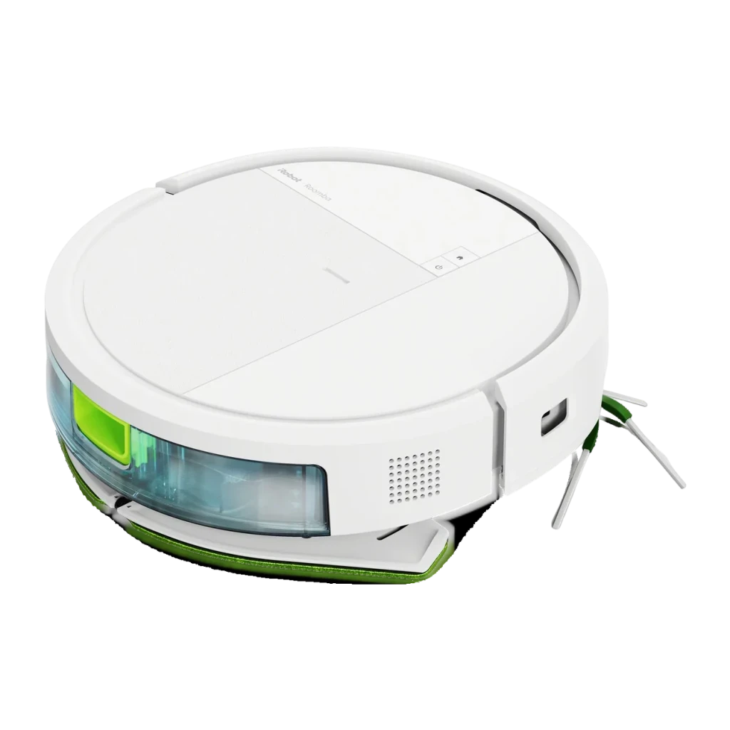 Robot aspirador iRobot Roomba 115 Combo + AutoEmpty Dock Branco Giroscópico Função de Lavagem, vista frontal-lateral