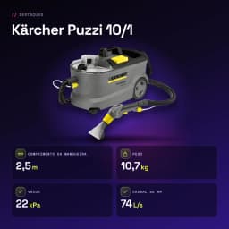 Aspirador de tapetes Kärcher Puzzi 10/1 Cinzento Preto/Amarelo 22kPa 1250W Húmido - características