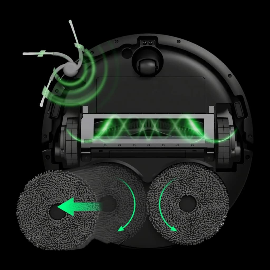 Robot aspirador iRobot Roomba Plus 515 Combo Preto LiDAR Lavagem com mopa elevatória Esvaziamento automático, vista