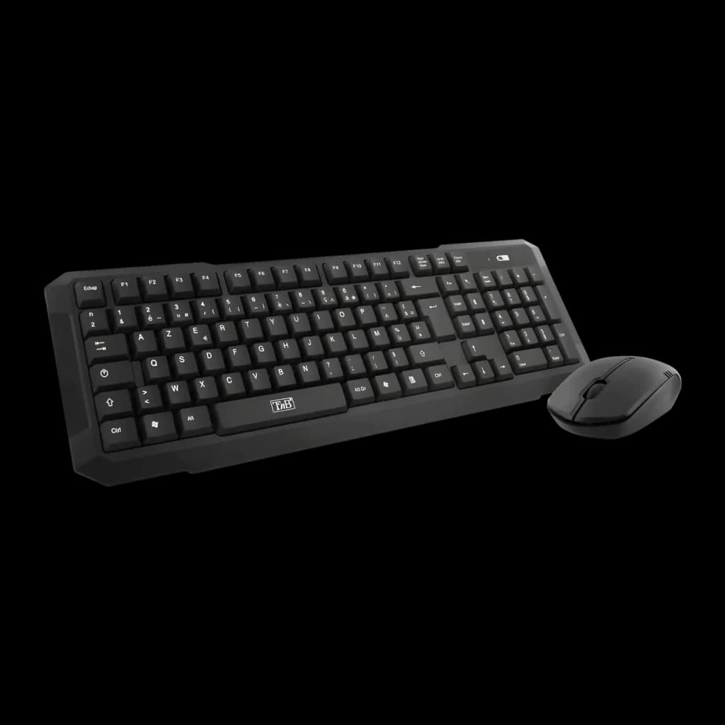 Combo Teclado y Ratón T'nB Negro Inalámbrico QWERTY Español KBSCFIRSTES, vista diagonal: teclado completo con tecla Ñ