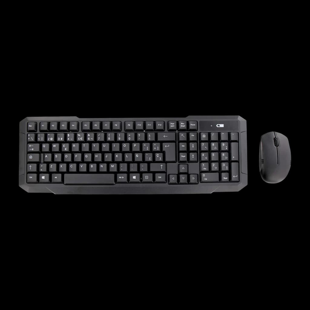Combo Teclado y Ratón T'nB Negro Inalámbrico QWERTY Español KBSCFIRSTES, vista cenital: teclado completo con distribución