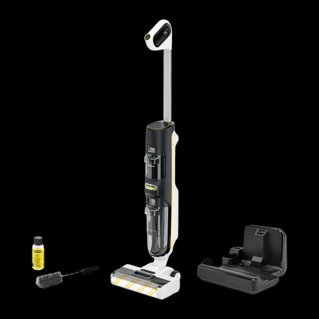 Aspirador fregona Kärcher FCV 4 Dry Negro Friegasuelos Sin Cable 180W 45min, vista frontal: unidad vertical con cepillo