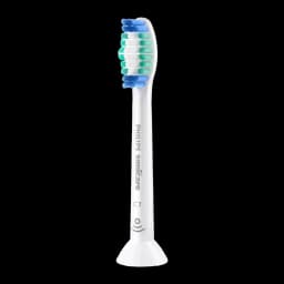 Tête de brosse à dents Philips Sonicare C1 ProResults Pack 6 Blanc HX6016/87, vue latérale: poils bleus, verts et blancs