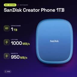 SSD Portable SanDisk Creator Phone 1 To IP65 USB-C USB 3.2 Gen 2 Bleu - caractéristiques