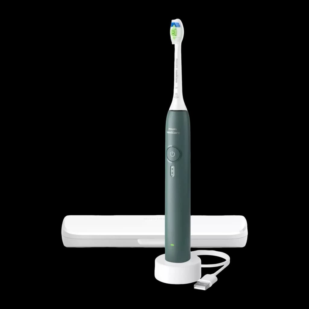 Brosse à dents électrique Philips Sonicare 3100 14 jours 1 mode Vert HX4033/26, vue de face: manche vert avec tête blanche