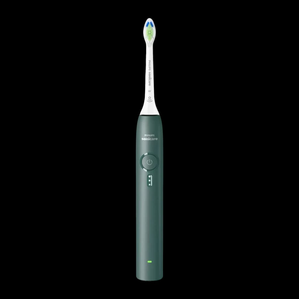 Brosse à dents électrique Philips Sonicare 3100 14 jours 1 mode Vert HX4033/26, vue de face: manche vert avec bouton marche