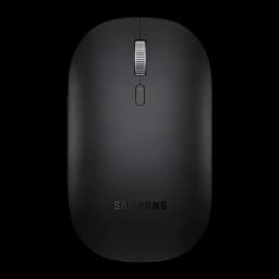Ratón Samsung Negro Bluetooth Ergonómico EJ-M3400, vista superior: rueda plateada, botón central y logo Samsung en cuerpo