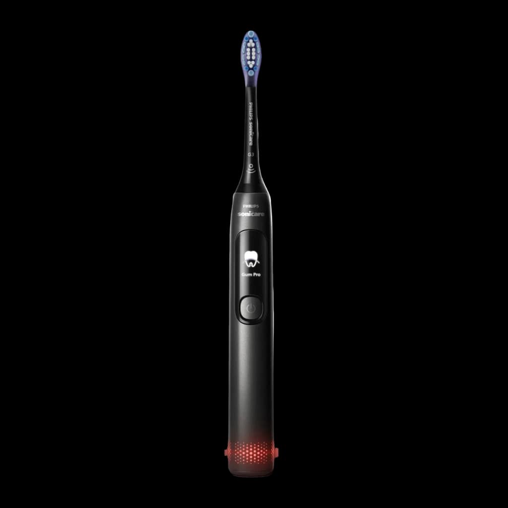 Escova Elétrica Philips Sonicare Advanced Clean 14 Dias 5 Modos Preto HX3792/11, vista frontal: cabo preto com ecrã Gum Pro