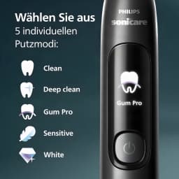 Escova Elétrica Philips Sonicare Advanced Clean 14 Dias 5 Modos Preto HX3792/11, detalhe: ecrã com modo Gum Pro ativo e os 5