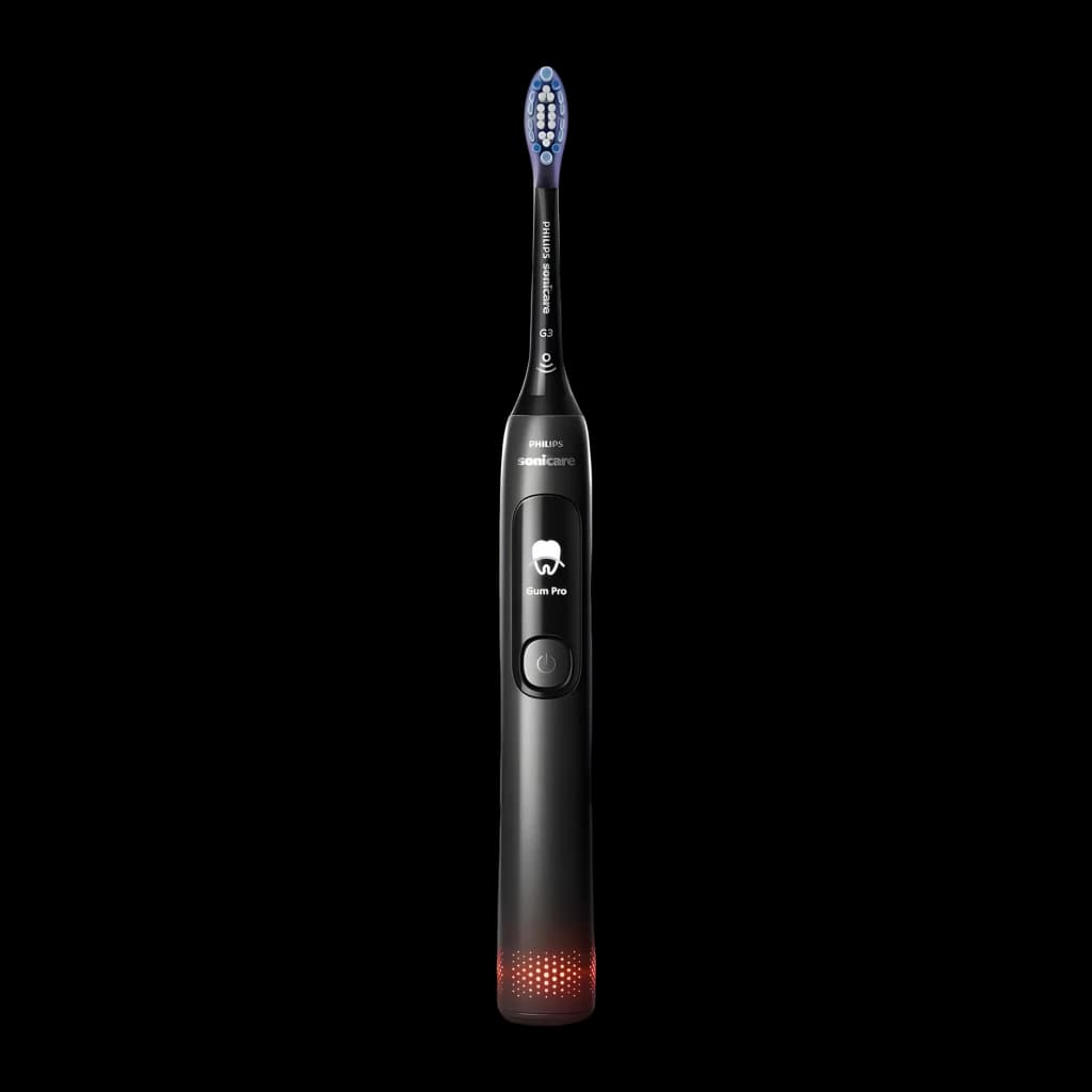 Escova Elétrica Philips Sonicare Advanced Clean 14 Dias 5 Modos Preto HX3792/11, vista frontal: cabo preto com ecrã Gum Pro