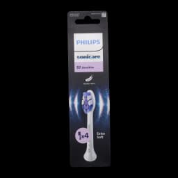 Tête de remplacement Philips Sonicare Sensitive Pack 4 Ultra-douce Click-on Blanc HX6054/87, emballage face avant: blister