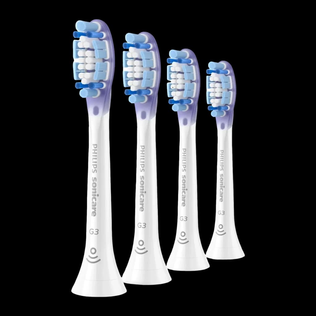 Cabeça de substituição Philips Sonicare G3 Premium Gum Care Pack 4 Branco HX9054/87, vista frontal: 4 cabeças brancas