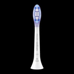 Cabeça de substituição Philips Sonicare G3 Premium Gum Care Pack 4 Branco HX9054/87, vista frontal: cerdas roxas e azuis