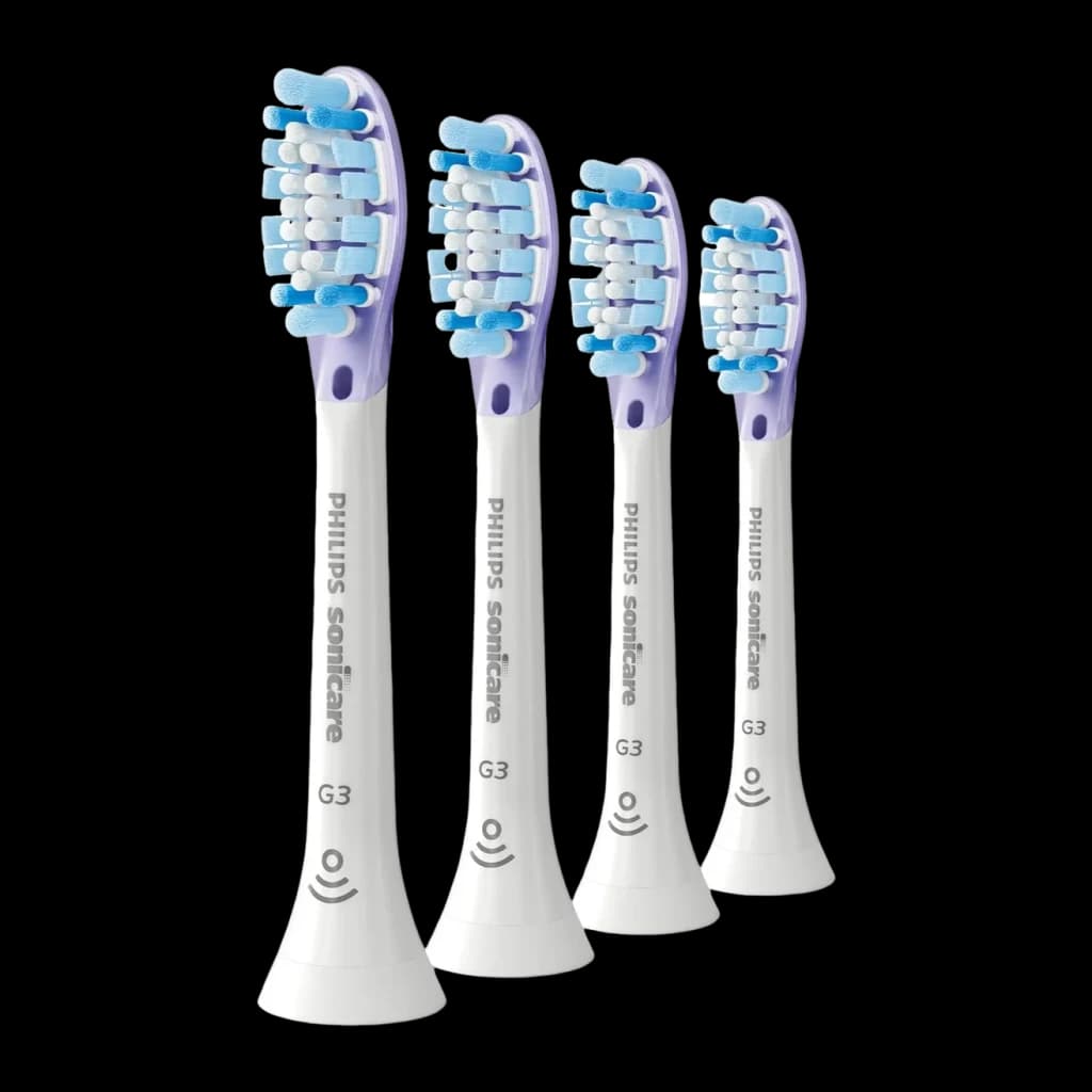 Cabeça de substituição Philips Sonicare G3 Premium Gum Care Pack 4 Branco HX9054/87, vista lateral: 4 cabeças brancas