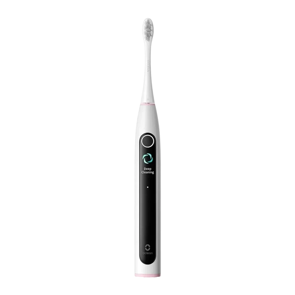 Escova Elétrica Oclean X Lite Sónica 72000 mov/min IPX7 Cinzento, vista frontal: ecrã tátil preto com modo Deep Cleaning