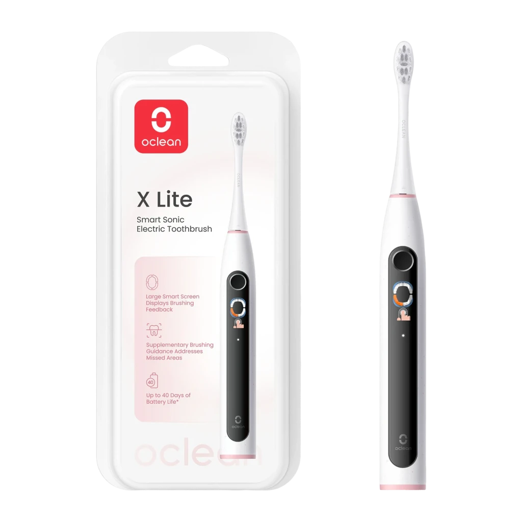 Escova Elétrica Oclean X Lite Sónica 72000 mov/min IPX7 Cinzento, embalagem: blister com escova e unidade solta em rosa