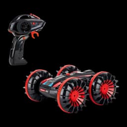 Coche RC Carrera All Terrain Stunt Car 1:16 Rojo 10km/h, conjunto: coche con ruedas dentadas rojas y mando negro