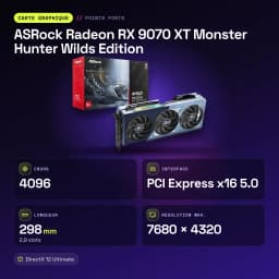 ASRock Radeon RX 9070 XT Monster Hunter Wilds Edition 16 Go GDDR6 Bleu - caractéristiques