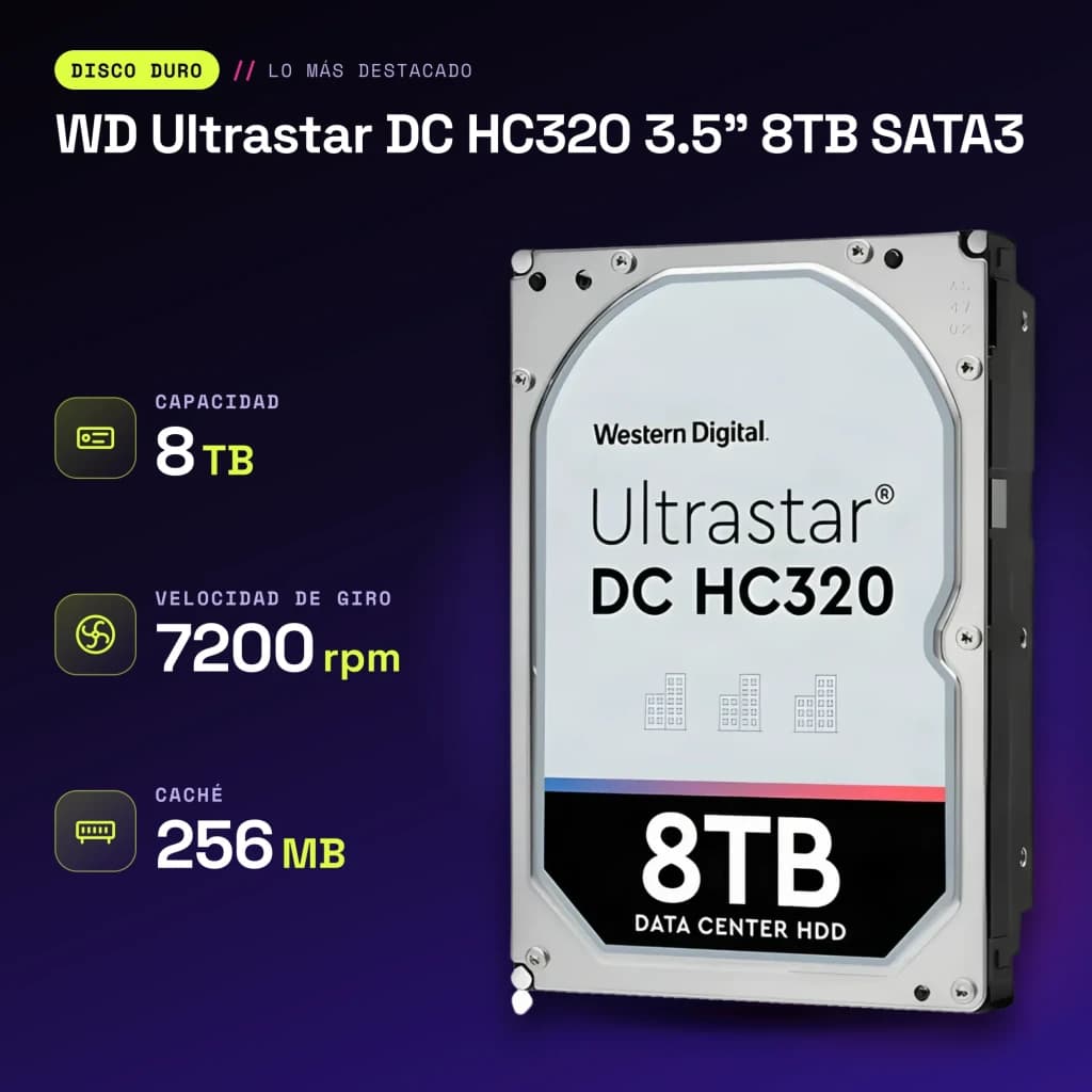 Disco rígido WD Ultrastar DC HC320 3.5 polegadas 8TB SATA3 HDD 7200RPM Cinzento - características