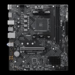 Carte mère MSI PRO B550M-B B550 AM4 DDR4 Micro-ATX Noir, vue de face: socket AM4, slot PCIe et panneau E/S