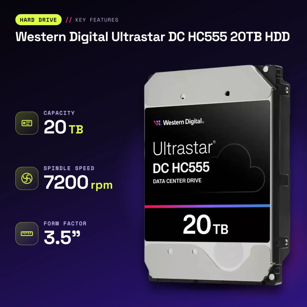 Disque dur Western Digital Ultrastar DC HC555 20To HDD 3,5 pouces 7200RPM - caractéristiques