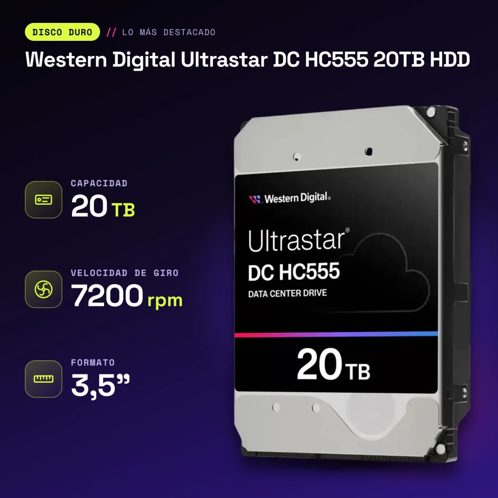 Disque dur Western Digital Ultrastar DC HC555 20To HDD 3,5 pouces 7200RPM - caractéristiques