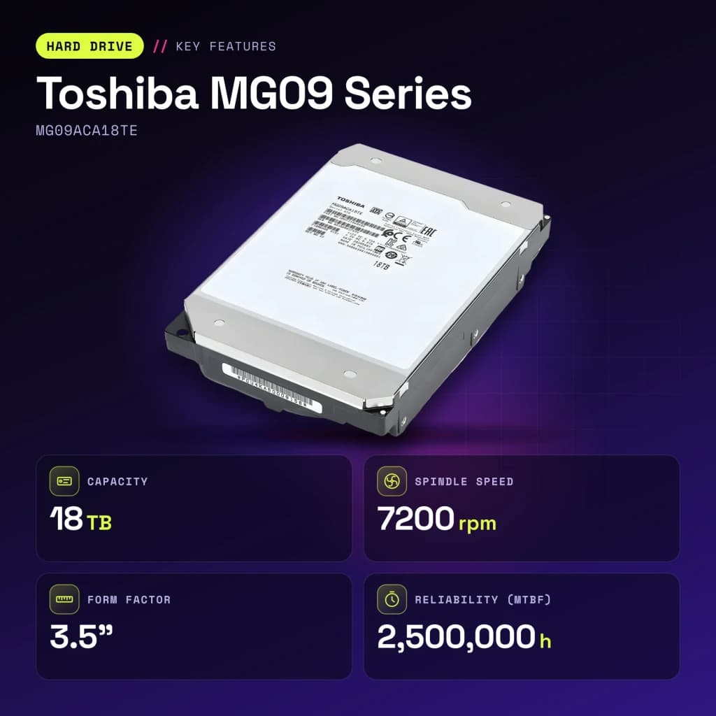 Disque dur Toshiba MG09 Series 18To 3,5 pouces 7200RPM MG09ACA18TE - caractéristiques