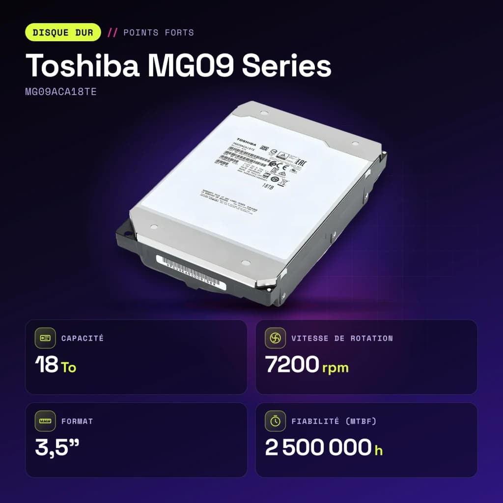 Disque dur Toshiba MG09 Series 18To 3,5 pouces 7200RPM MG09ACA18TE - caractéristiques