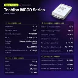 Disque dur Toshiba MG09 Series 18To 3,5 pouces 7200RPM MG09ACA18TE - caractéristiques