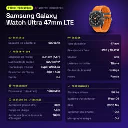 Samsung Galaxy Watch Ultra 47mm LTE 64GB Gris Titanio Tensión Arterial ECG - características