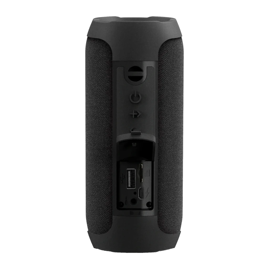 Coluna portátil Energy Sistem Urban Box 2 Onyx 10W 12h Bluetooth 5.0, vista traseira: botões de controlo, porta USB