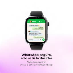 SaveFamily SaveWatch Plus 2 4G Prata Chamadas SOS Videochamada GPS, vista frontal: ecrã com conversa WhatsApp ativa