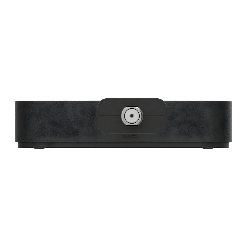 Reproductor Multimedia Strong SRT427 4K UHD Google TV, vista trasera: conector de antena coaxial y puerto USB centrales