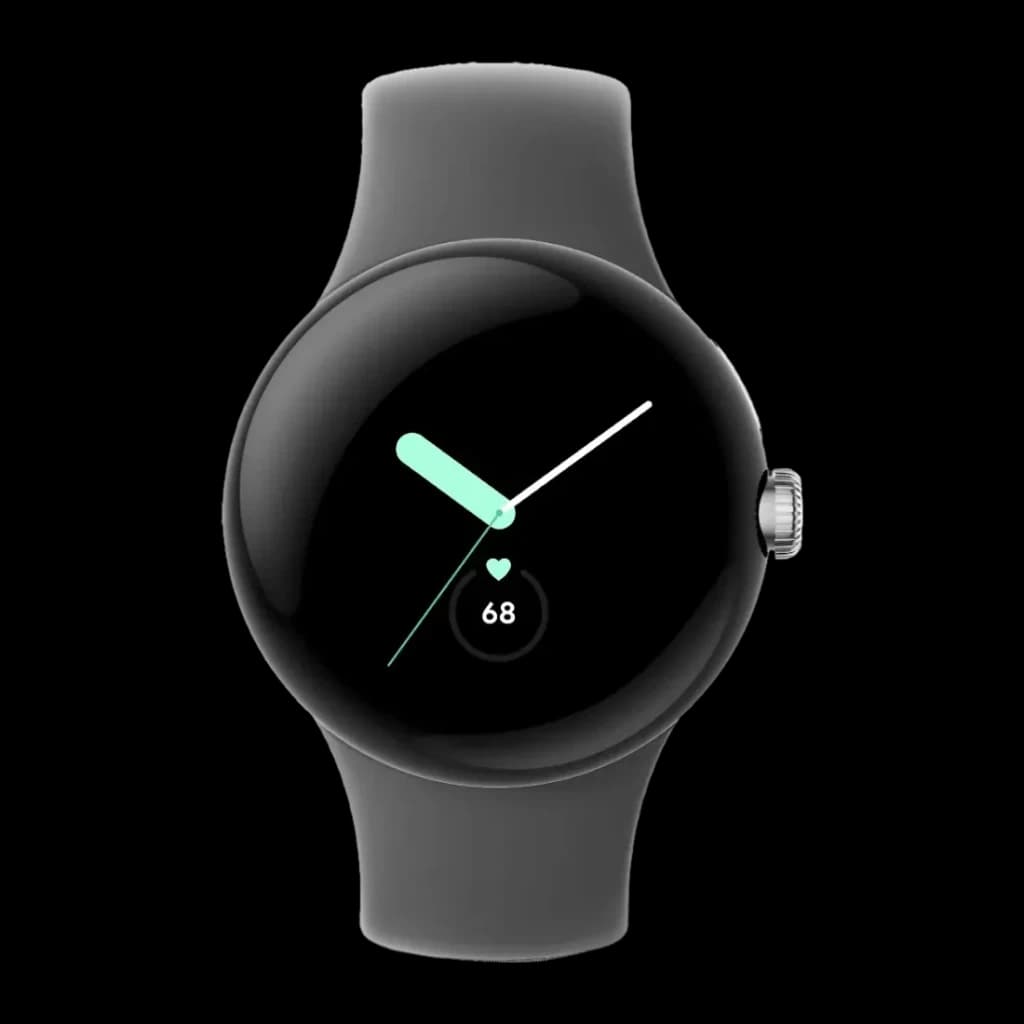 Google Pixel Watch LTE 41mm Plata/Carbón NFC Batería 24 Días, frontal: esfera redonda con manecillas y frecuencia cardíaca
