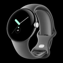 Google Pixel Watch LTE 41mm Plata/Carbón NFC Batería 24 Días, vista lateral: esfera redonda con carátula activa y corona