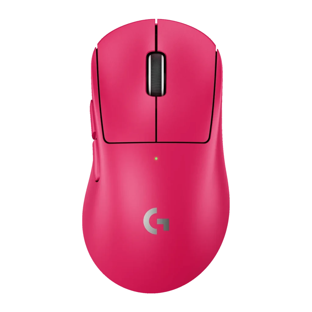 Ratón Gaming Logitech G PRO X Superlight 2 DEX Inalámbrico LIGHTSPEED 44000 DPI Fucsia, vista superior: cuerpo fucsia mate