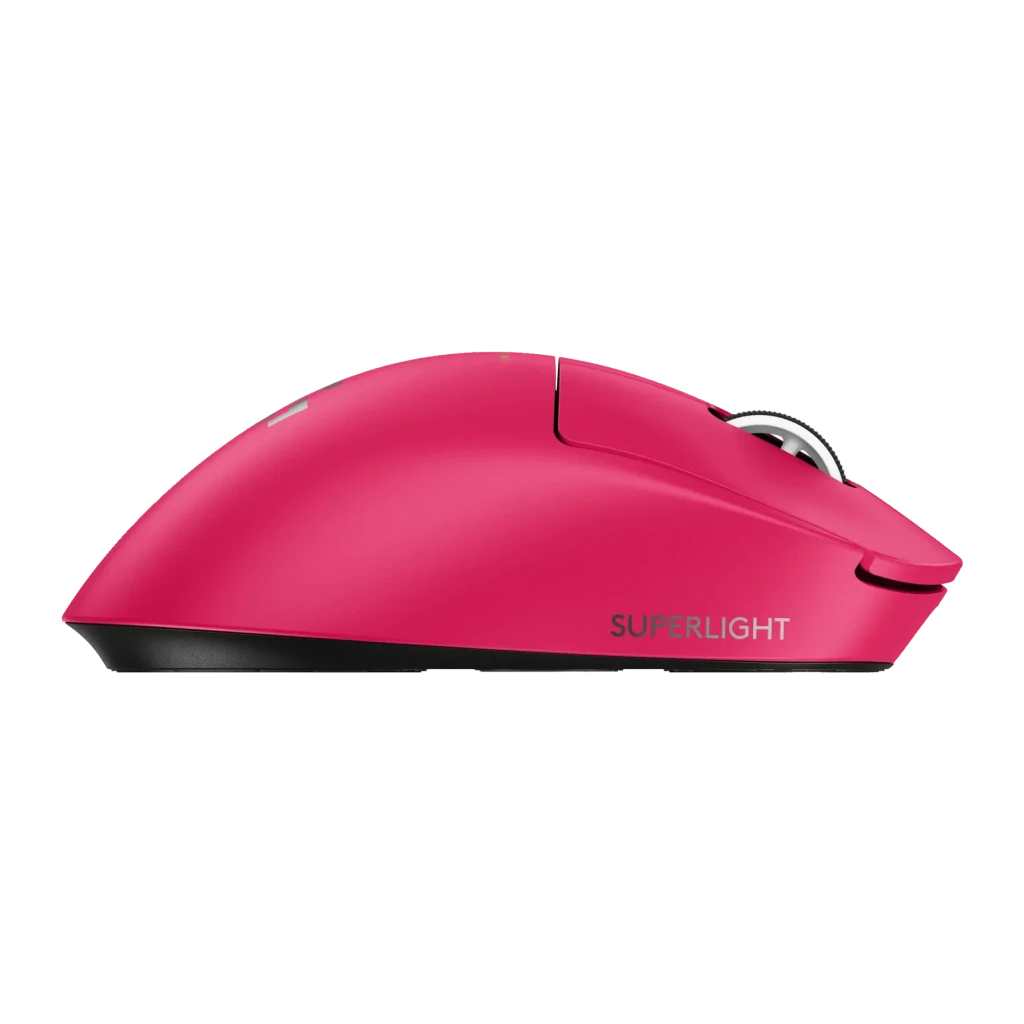 Ratón Gaming Logitech G PRO X Superlight 2 DEX Inalámbrico LIGHTSPEED 44000 DPI Fucsia, lateral: perfil derecho con logo