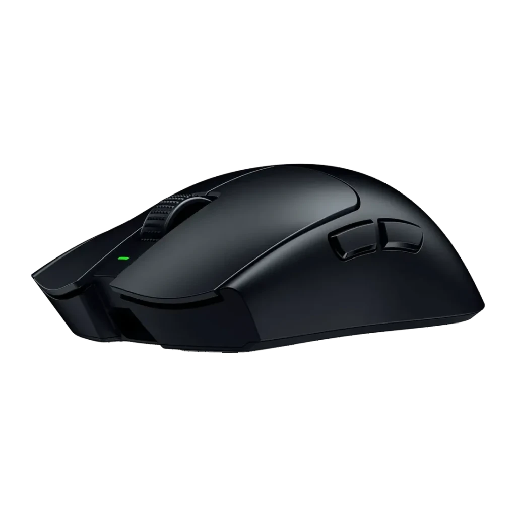 Rato Gaming Razer Viper V3 Pro SE Sem Fios 54g Preto, vista frontal: perfil lateral com roda texturizada, botões laterais