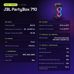 Altavoz para fiestas JBL PartyBox 710 800W Bluetooth 5.1 - características