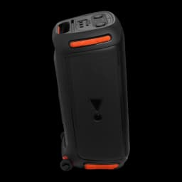 Altavoz para fiestas JBL PartyBox 710 800W Bluetooth 5.1, vista trasera: panel texturizado, detalles naranja y ruedas