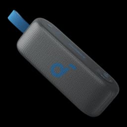 Altavoz portátil Anker Soundcore Select 3 IPX7 16W 20h Negro, vista diagonal: rejilla frontal con logo Bluetooth azul