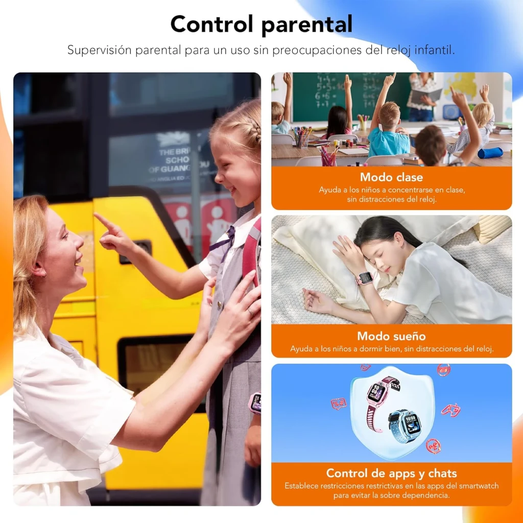 imoo Watch Phone Z3 4G Azul Chamadas SOS GPS Resistente à Água, em uso: controlo parental com modo aula, sono e gestão