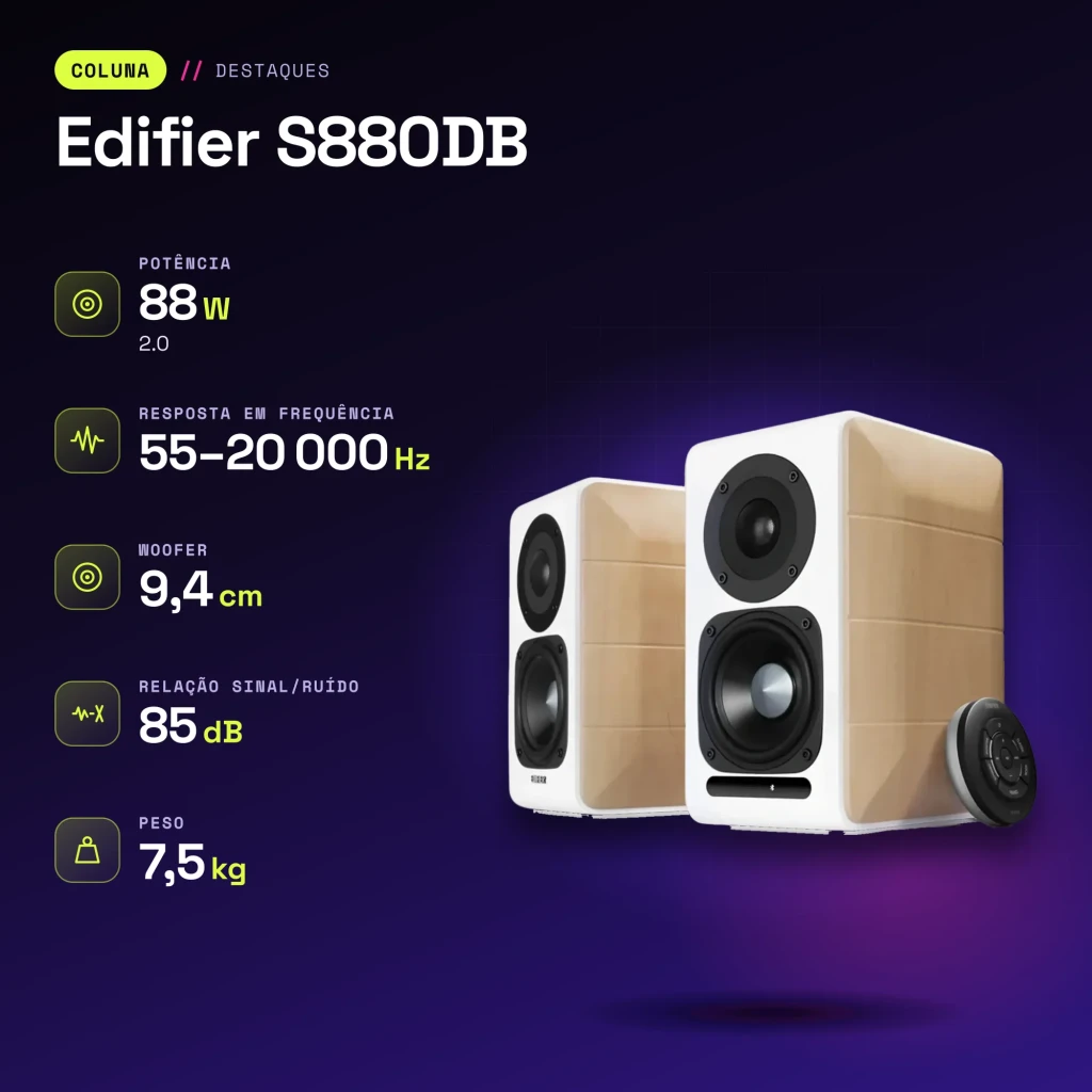 Enceintes bibliothèque Edifier 88W Bluetooth Blanc S880DB - caractéristiques