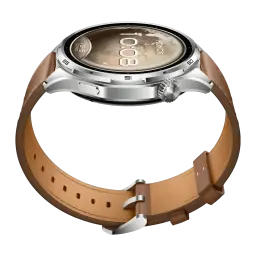 Honor Watch 6 Castanho GPS Integrado NFC Chamadas Bluetooth Bateria 35 Dias, detalhe: lateral com coroa, botões e bracelete