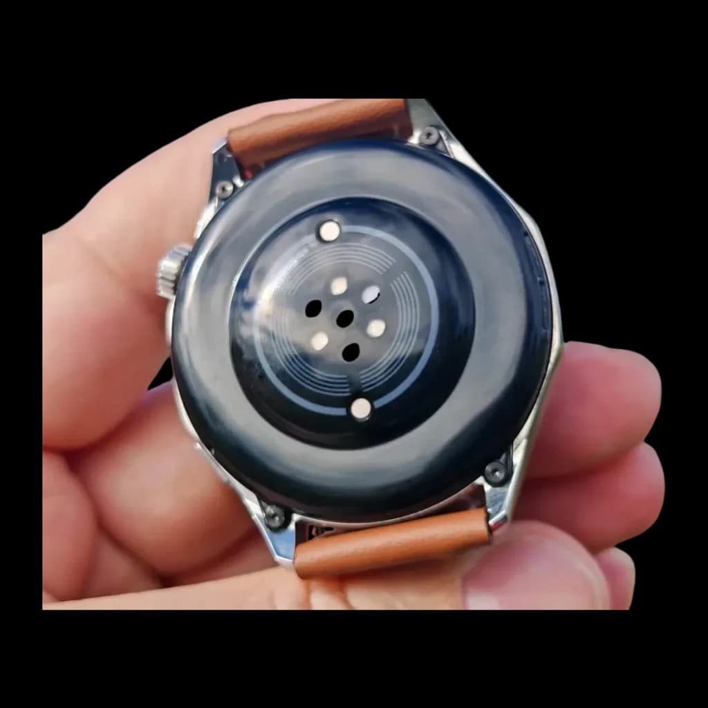 Honor Watch 6 Castanho GPS Integrado NFC Chamadas Bluetooth Bateria 35 Dias, vista traseira: sensor ótico e contactos