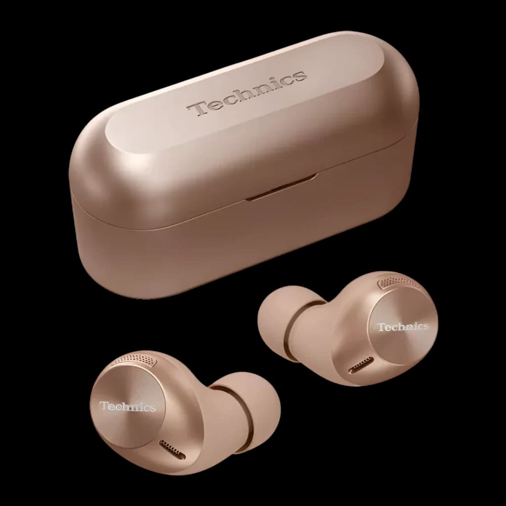 Auriculares true wireless Technics Cancelamento de Ruído TWS Bluetooth 5.3 Ouro Rosa EAH-AZ40M2, vista principal: dois