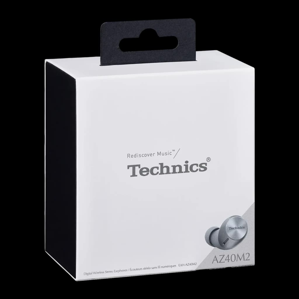 Auriculares true wireless Technics Cancelamento de Ruído TWS Bluetooth 5.3 Ouro Rosa EAH-AZ40M2, caixa: embalagem frontal
