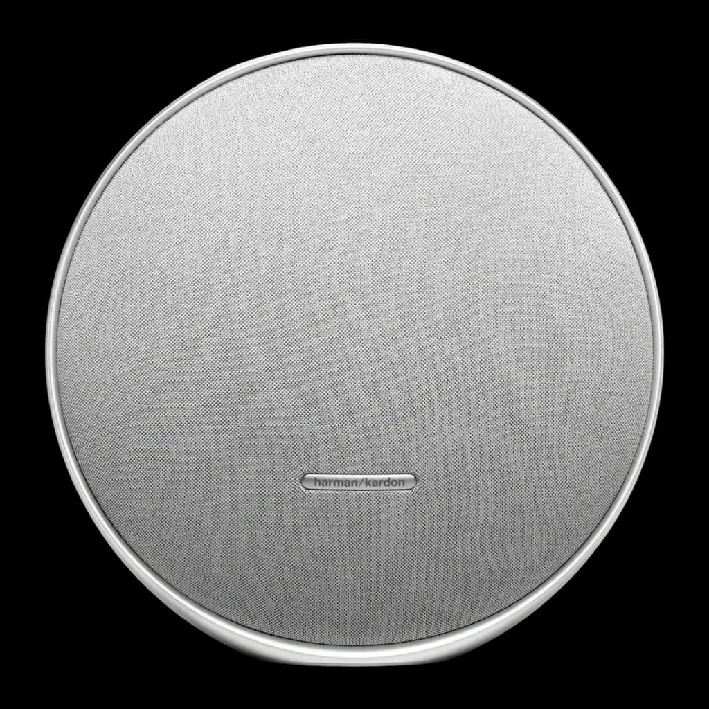 Altavoz portátil Harman/Kardon Onyx Studio 9 50W 8h Bluetooth 5.3 Gris, vista frontal: rejilla circular gris con logo