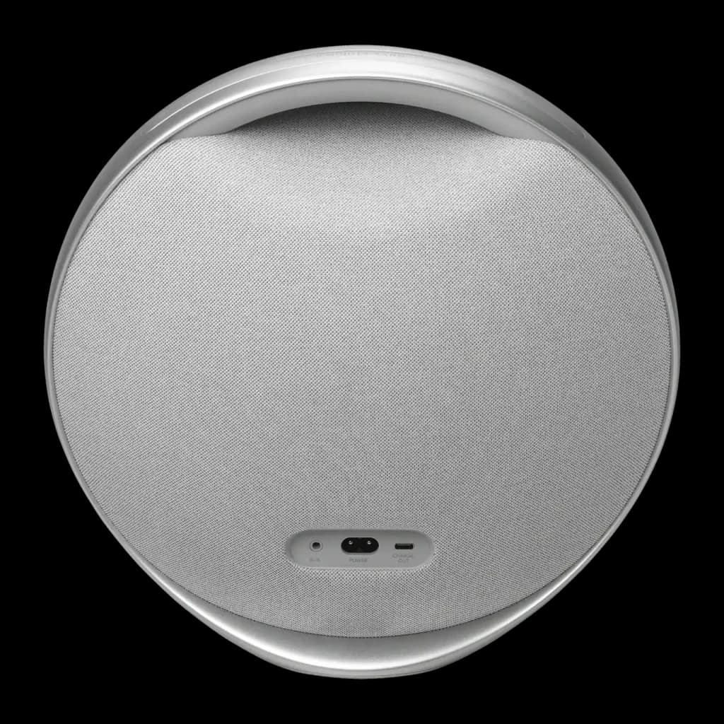Altavoz portátil Harman/Kardon Onyx Studio 9 50W 8h Bluetooth 5.3 Gris, vista frontal: rejilla textil circular y puertos