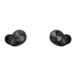 Écouteurs true wireless Technics Réduction de Bruit TWS Bluetooth Noir EAH-AZ40M2, vue de face: les deux écouteurs avec logo